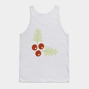 Mistletoe Holly Berries Christmas Plant Pattern Tank Top